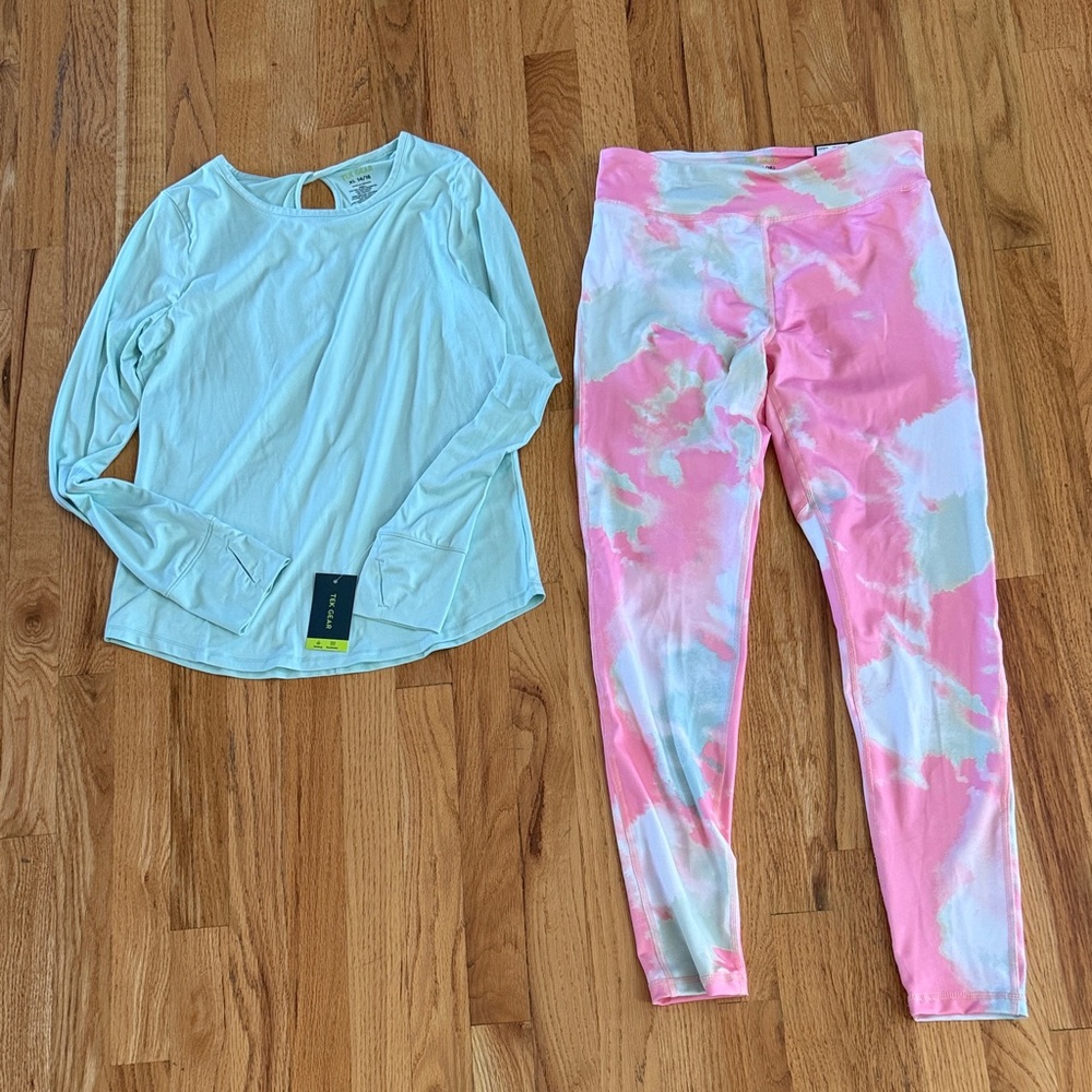 TEK GEAR Athletic Active Long Sleeve Top & Leggings, Size XL (14/16) Youth